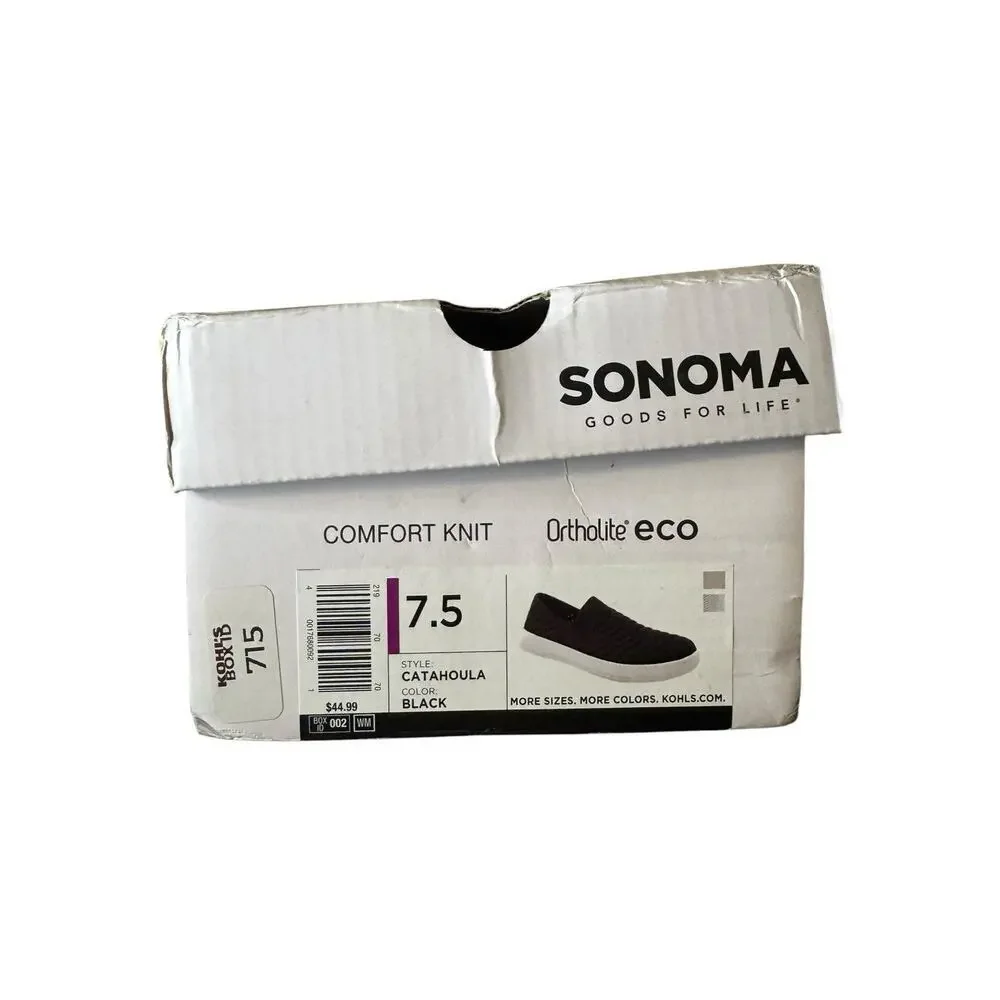 Sonoma NEW Catahoula Slip On Comfort Walking Shoes Black Size 7.5 Ortholite